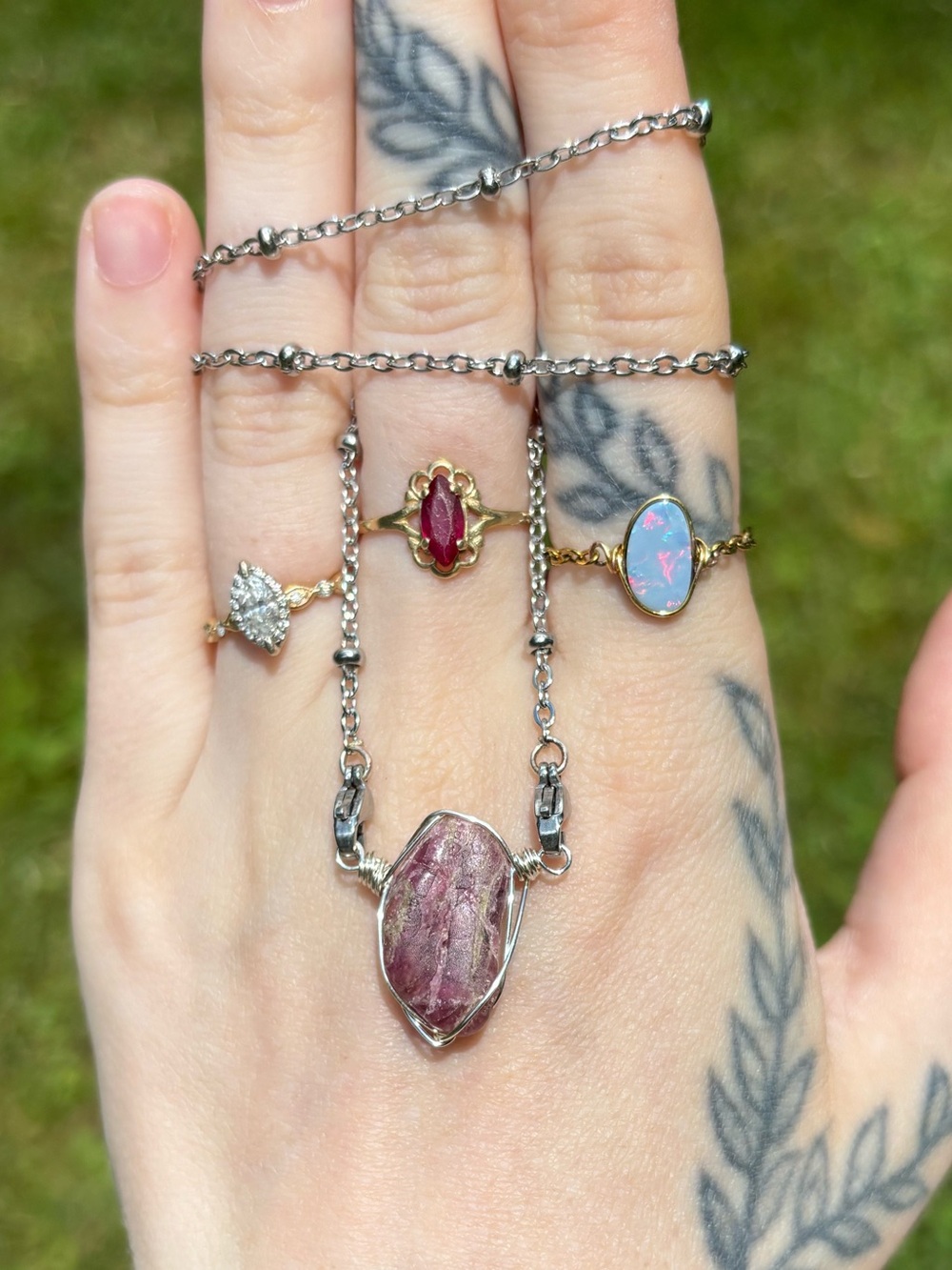 Pink tourmaline interchangeable necklace